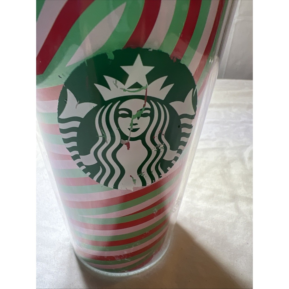 2024 Starbucks Tumbler Pink Green Red Swirl Cold Travel 16 oz No Straw - Picture 2 of 5